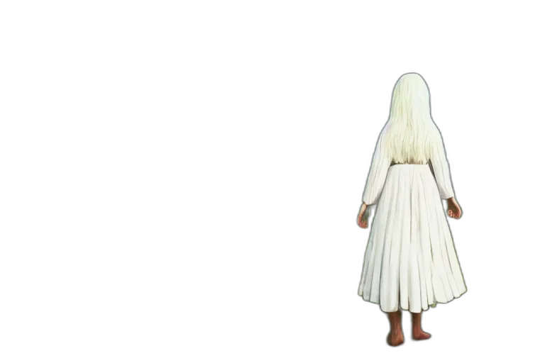 dress, hair, mask, creature, 3d render, concept art, pixel art, fantasy art transparent PNG cut-out