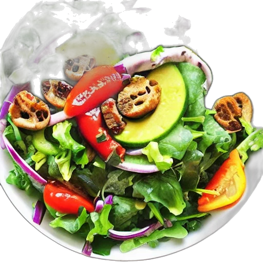 food, photorealistic, 3d render, vegan transparent PNG cut-out