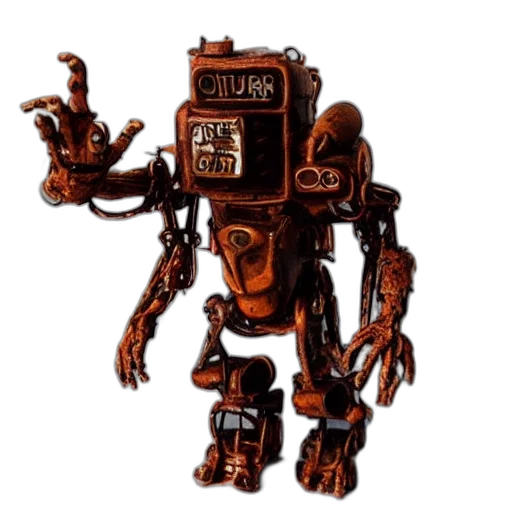 robot, staff, weapon, creature, concept art, 3d render, cyberpunk, pixel art transparent PNG cut-out