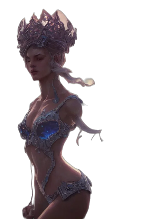 dress, concept art, fantasy art, comic book art, cyberpunk, underwater, blue, pastel transparent PNG cut-out