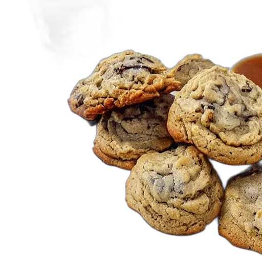 food, photorealistic, 3d render, plate, cookies, covered, gravy, served transparent PNG cut-out