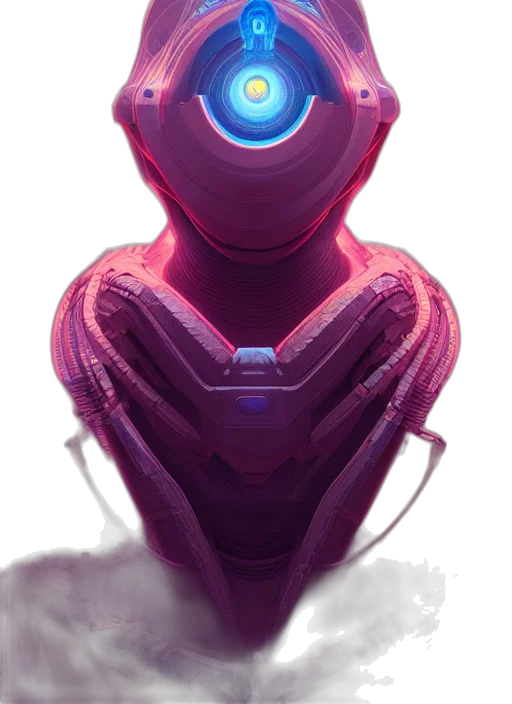 robot, creature, face, mask, concept art, cyberpunk, 3d render, fantasy art transparent PNG cut-out