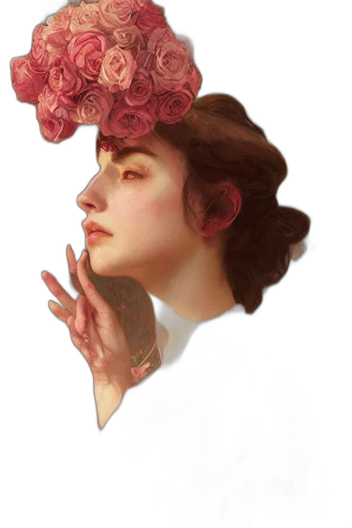 crown, face, hat, flower, photorealistic, concept art, fantasy art, oil painting transparent PNG cut-out