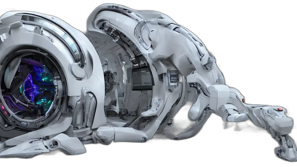 robot, weapon, 3d render, concept art, cyberpunk, futuristic, robotic, neoclassical transparent PNG cut-out