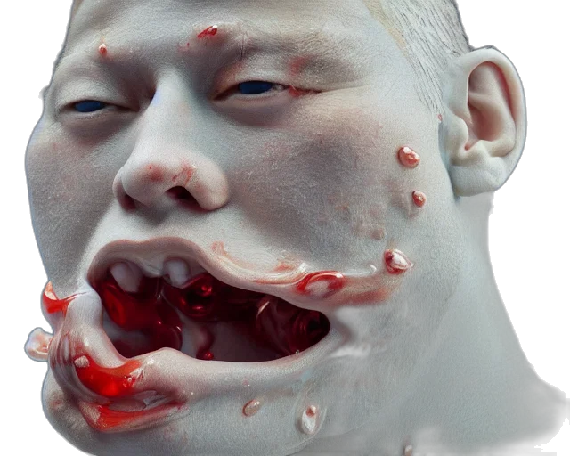 mask, face, creature, food, photorealistic, 3d render, concept art, vaporwave transparent PNG cut-out