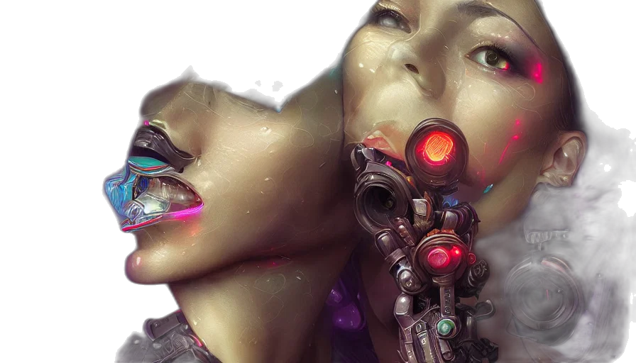 robot, cyberpunk, concept art, 3d render transparent PNG cut-out