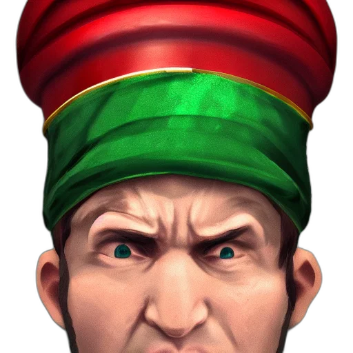 face, hat, crown, staff, concept art, cartoon, photorealistic, 3d render transparent PNG cut-out