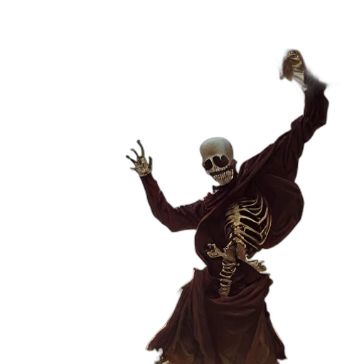 staff, creature, mask, concept art, 3d render, pixel art, fantasy art, skeleton transparent PNG cut-out