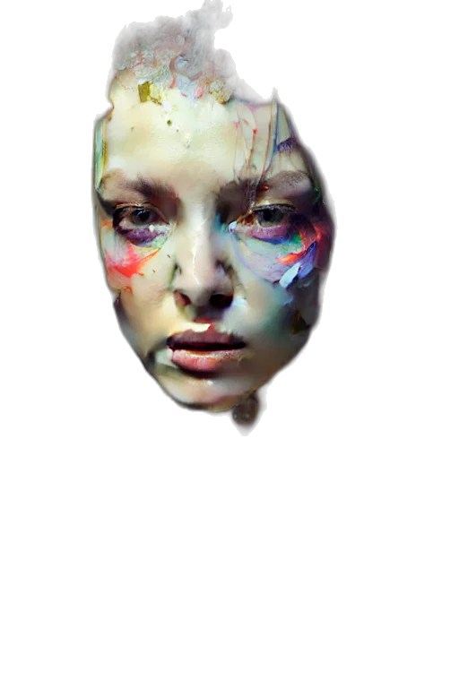 face, mask, robot, creature, photorealistic, watercolor, oil painting, 3d render transparent PNG cut-out