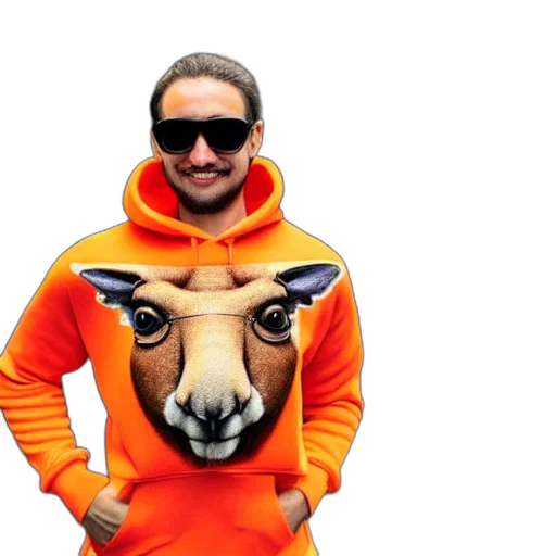 animal, jacket, creature, 3d render, portrait, photo, kangaroo, wearing transparent PNG cut-out