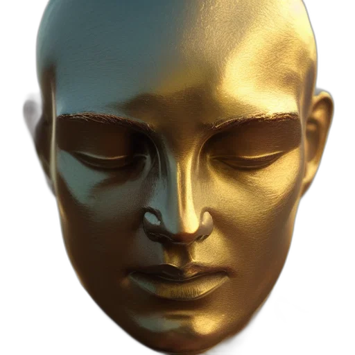 mask, face, crown, jewelry, 3d render, photorealistic, concept art, vaporwave transparent PNG cut-out