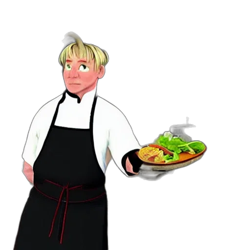 staff, food, cartoon, concept art, 3d render, pixel art, chef, gordon transparent PNG cut-out