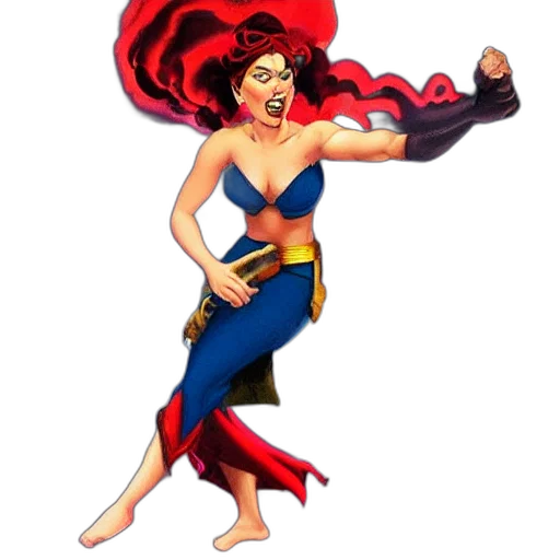 comic book art, concept art, pixel art, cartoon, angry, scarlett, johansson, genie transparent PNG cut-out