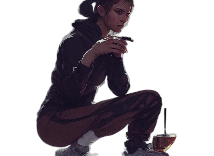jacket, staff, weapon, cyberpunk transparent PNG cut-out