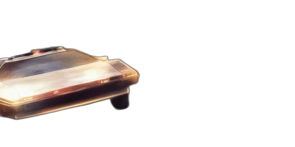 weapon, jewelry, sword, car, 3d render, delorean, speeding, down transparent PNG cut-out