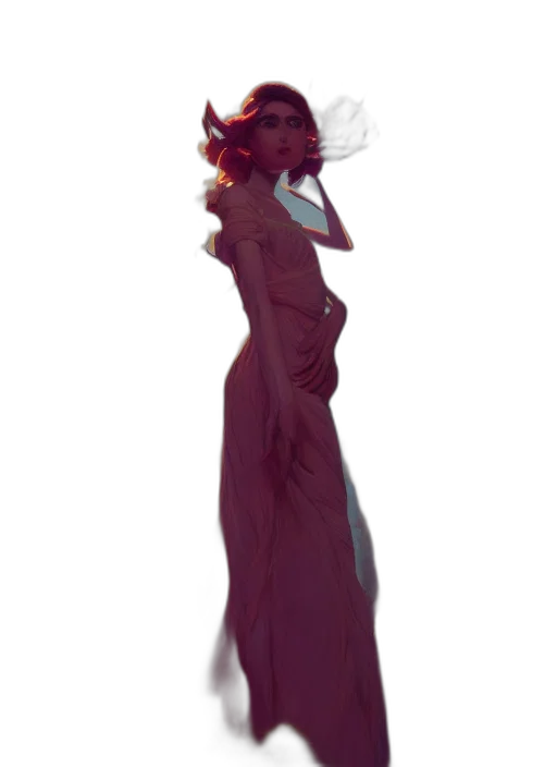 dress, staff, creature, crown, concept art, fantasy art, pixel art, 3d render transparent PNG cut-out