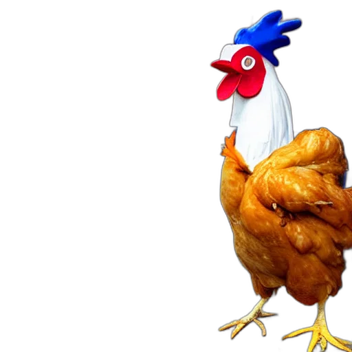 animal, food, weapon, 3d render, photorealistic, concept art, chicken, dressed transparent PNG cut-out