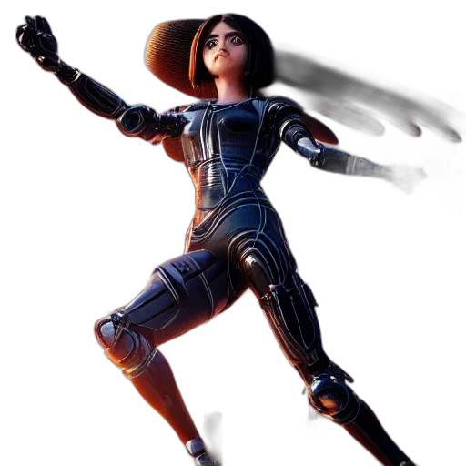 robot, staff, concept art, 3d render transparent PNG cut-out