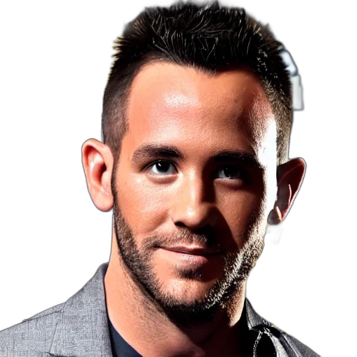 face, jacket, hair, staff, photorealistic, ryan, renolds, batman transparent PNG cut-out