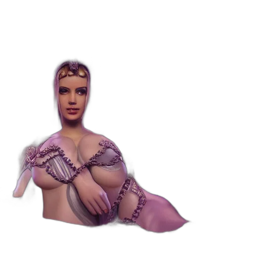 dress, jewelry, umbrella, creature, 3d render, concept art, vaporwave, photorealistic transparent PNG cut-out