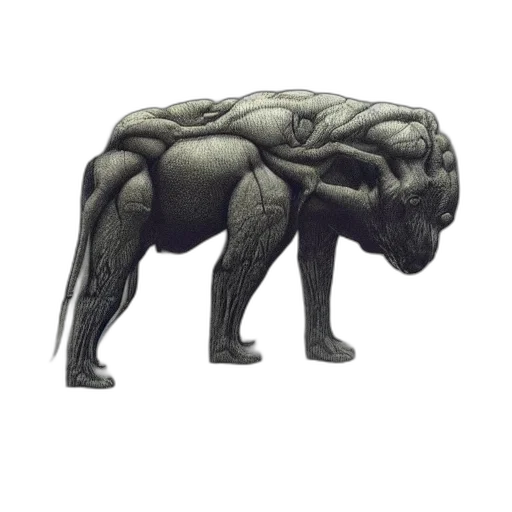 creature, animal, dragon, hair, concept art, 3d render, fantasy art, photorealistic transparent PNG cut-out