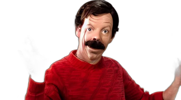 face, mask, staff, animal, photorealistic, ted, lasso, show transparent PNG cut-out