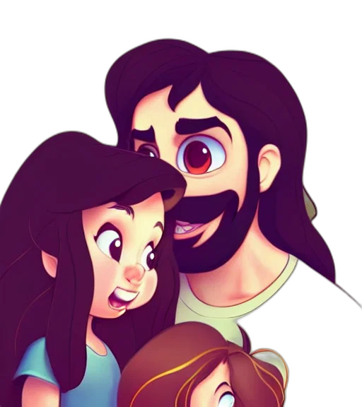 hair, face, cartoon, comic book art, pixel art, anime, long, haired transparent PNG cut-out