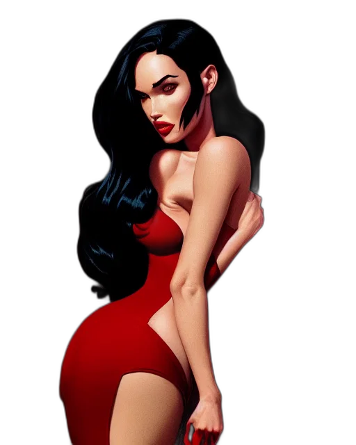 dress, fantasy art, cartoon, concept art, comic book art, red, highly, detailed transparent PNG cut-out