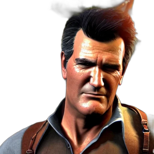 face, jacket, staff, 3d render, concept art, photorealistic, comic book art, screenshot transparent PNG cut-out