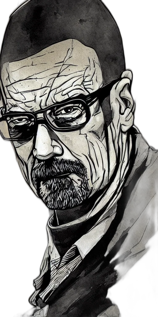 face, comic book art, photorealistic, cartoon, concept art, portrait, walter, white transparent PNG cut-out