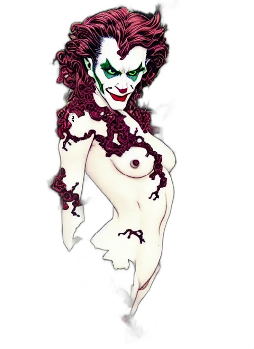 comic book art, concept art, cartoon, fantasy art, joker, caught, poison, ivy transparent PNG cut-out