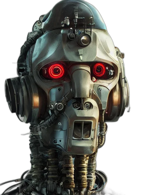 robot, face, mask, cyberpunk, concept art, 3d render, comic book art, rugged transparent PNG cut-out