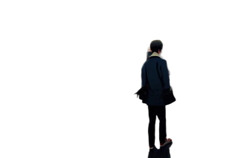 jacket, staff, umbrella, robot transparent PNG cut-out