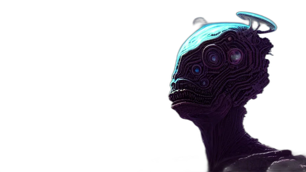 robot, mask, face, crown, 3d render, concept art, cyberpunk, vaporwave transparent PNG cut-out