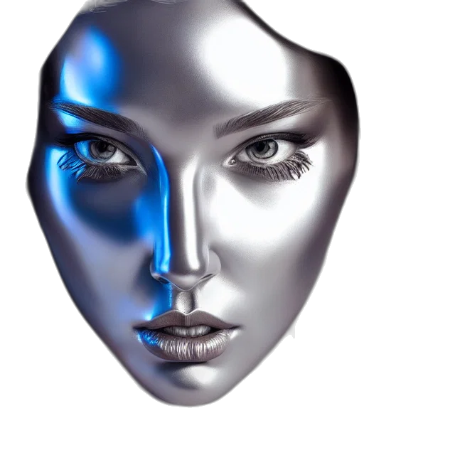mask, face, robot, jewelry, photorealistic, 3d render, concept art, fantasy art transparent PNG cut-out