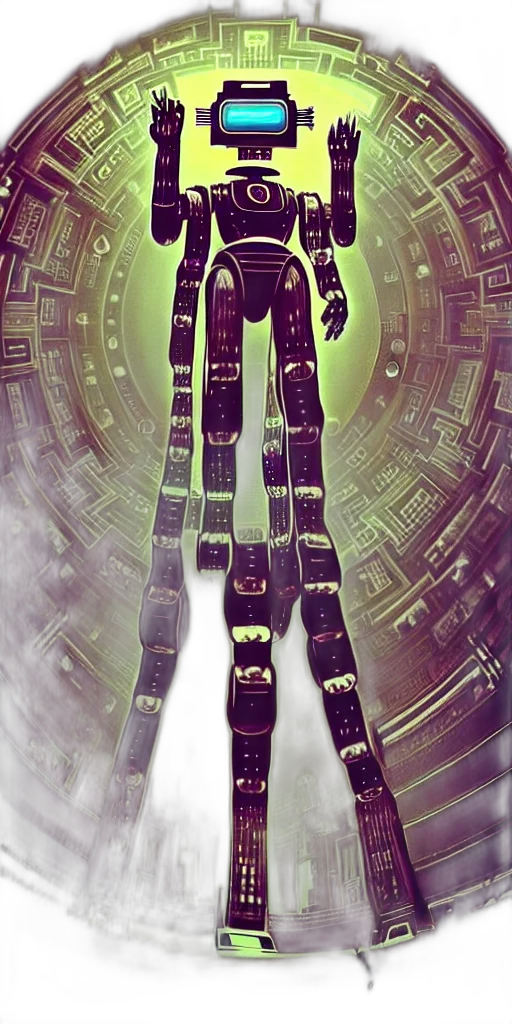 robot, staff, weapon, concept art transparent PNG cut-out