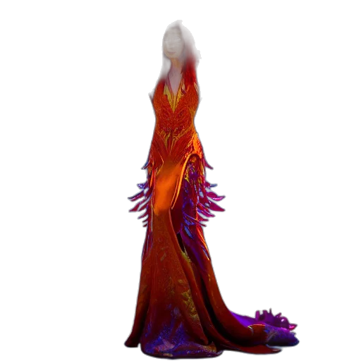 dress, dragon, hair, creature, concept art, fantasy art, 3d render, pixel art transparent PNG cut-out