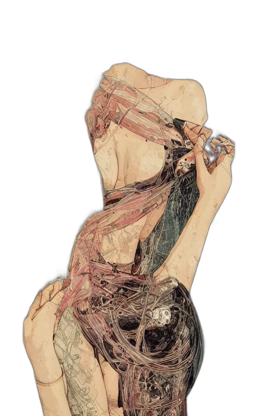 dress, jewelry, mask, hair transparent PNG cut-out