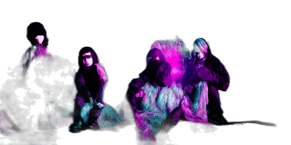 jacket, mask, hair, creature, vaporwave, concept art, cyberpunk, 3d render transparent PNG cut-out