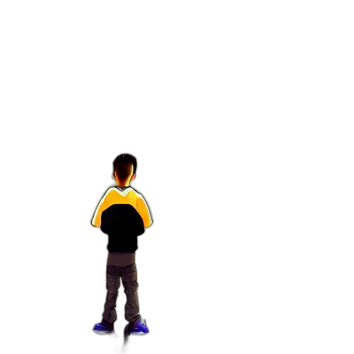 jacket, robot, staff, weapon, pixel art, 3d render, concept art, cartoon transparent PNG cut-out