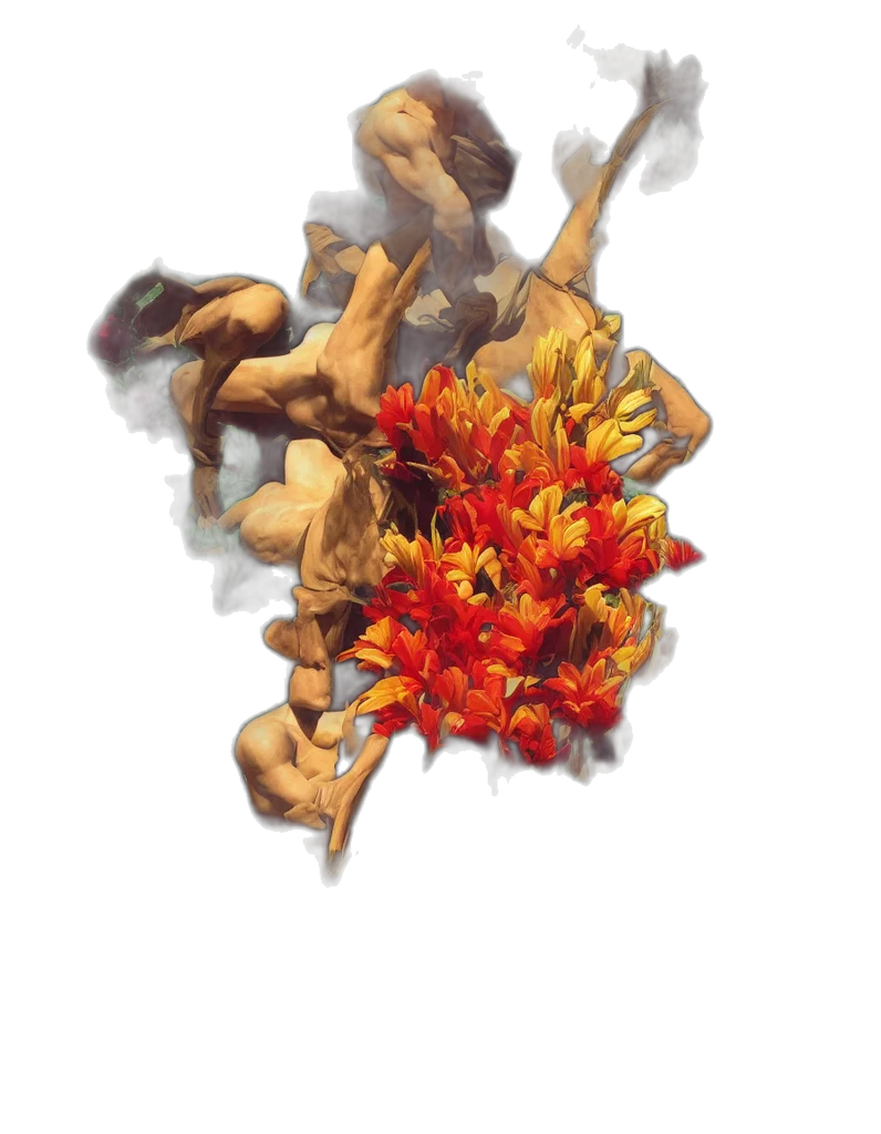 dragon, crown, staff, flower transparent PNG cut-out
