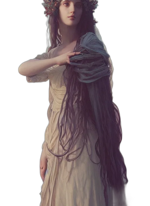 dress, hair, mask, creature transparent PNG cut-out
