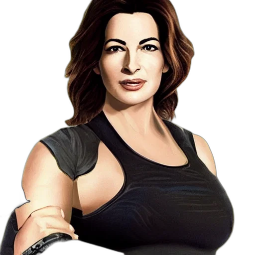 face, concept art, cartoon, photorealistic, comic book art, nigella, lawson, lara transparent PNG cut-out