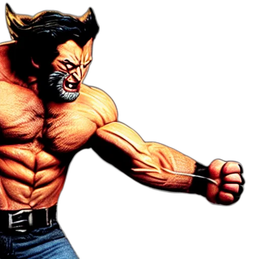 comic book art, concept art, photorealistic, wolverine transparent PNG cut-out