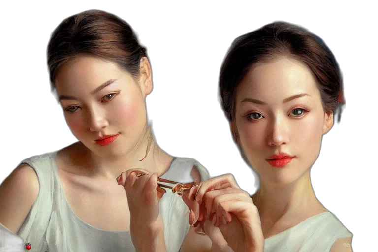 jewelry, photorealistic, oil painting, 3d render, concept art, red, golden, cloisonnism transparent PNG cut-out