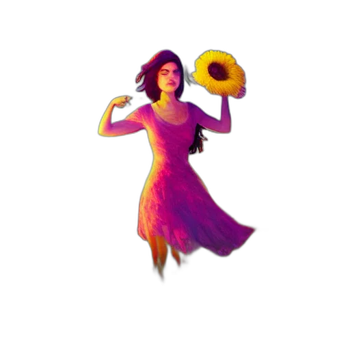 dress, hat, umbrella, flower, concept art, pixel art, 3d render, fantasy art transparent PNG cut-out