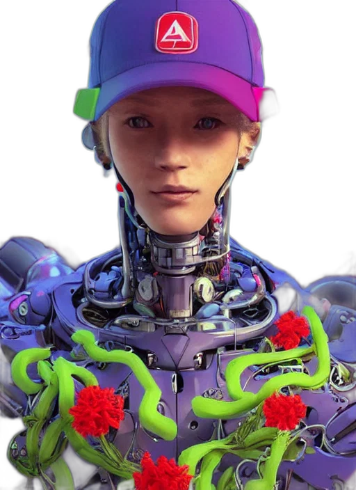 robot, face, cyberpunk, concept art, photorealistic, 3d render, colourful, vfx transparent PNG cut-out