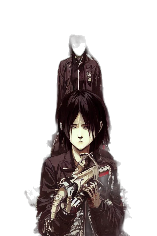 jacket, staff, mask, weapon transparent PNG cut-out