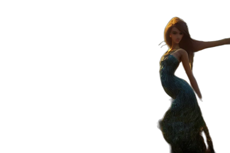 dress, creature, hair, animal, 3d render, concept art, fantasy art, photorealistic transparent PNG cut-out