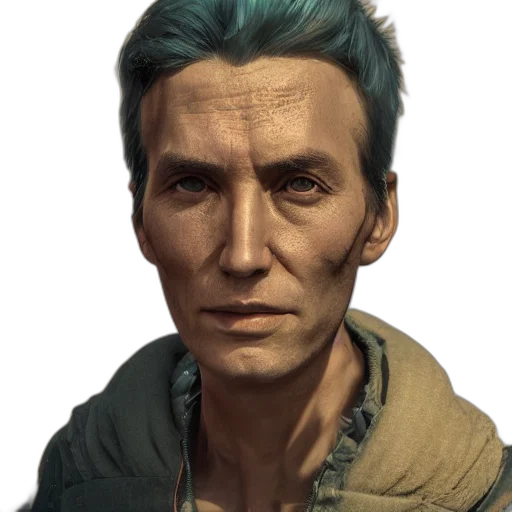 face, staff, jacket, concept art transparent PNG cut-out